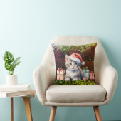 Throw Pillow Christmas cat クッション (椅子)