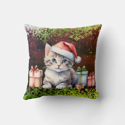 Throw Pillow Christmas cat クッション (裏面)
