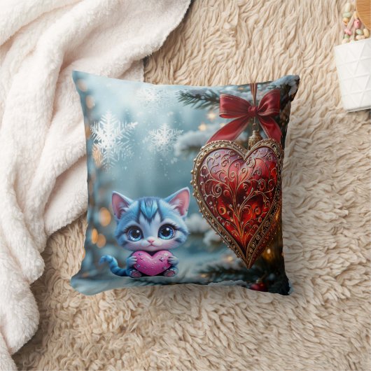 Throw Pillow Christmas cat  クッション (ブランケット)