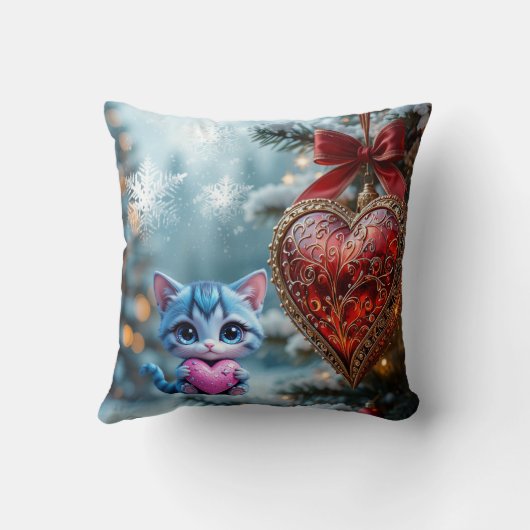 Throw Pillow Christmas cat  クッション (裏面)