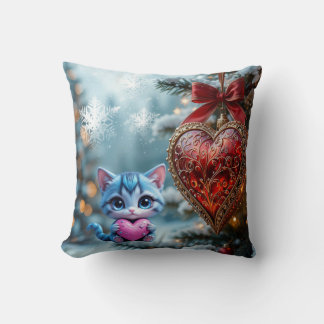Throw Pillow Christmas cat  クッション