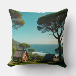 Throw Pillow Coastal Harmony: Homes, Trees & Endle クッション