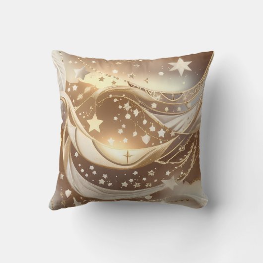 Throw Pillow - Cream Pale Gold Celestial Moon クッション (裏面)