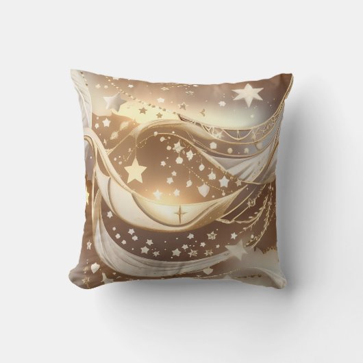 Throw Pillow - Cream Pale Gold Celestial Moon クッション (正面)