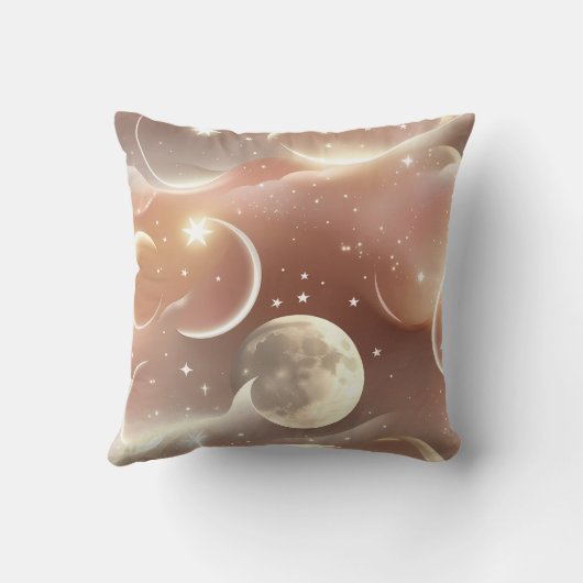 Throw Pillow - Creamy Ivory Soft Peach Celestial クッション (裏面)