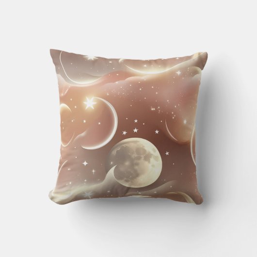 Throw Pillow - Creamy Ivory Soft Peach Celestial  クッション (正面)