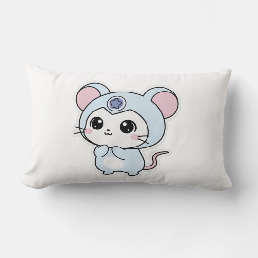 Throw Pillow Cute little lovely mouse  ランバークッション (正面)