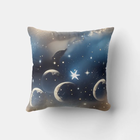 Throw Pillow - Dusty Blue Celestial Moon クッション (裏面)