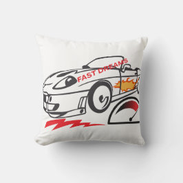 Throw Pillow Fast Dreams –Racing Car Pillow Design クッション