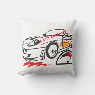 Throw Pillow Fast Dreams –Racing Car Pillow Design クッション