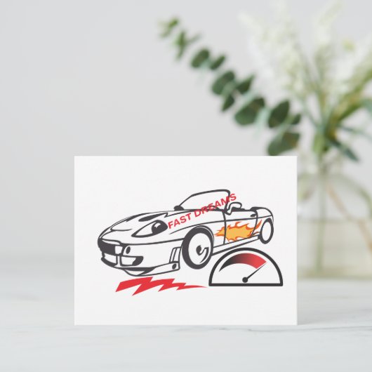 Throw Pillow Fast Dreams –Racing Car Pillow Design ポストカード (スタンド正面)