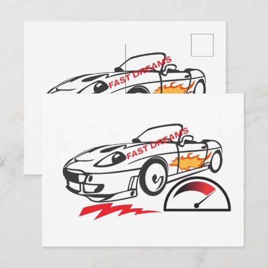 Throw Pillow Fast Dreams –Racing Car Pillow Design ポストカード (正面/裏面)