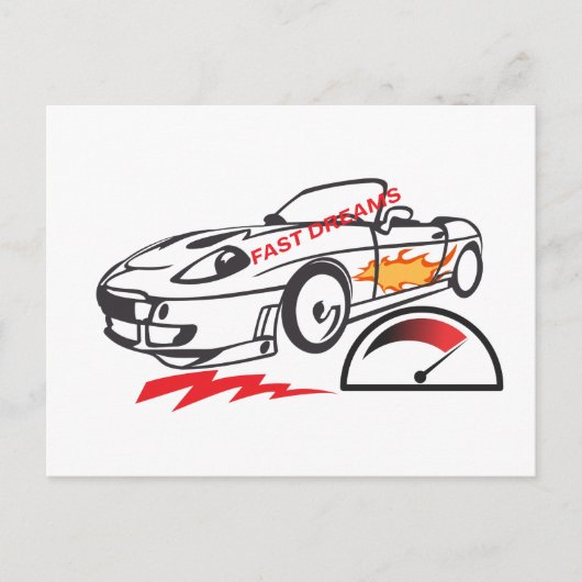 Throw Pillow Fast Dreams –Racing Car Pillow Design ポストカード (正面)