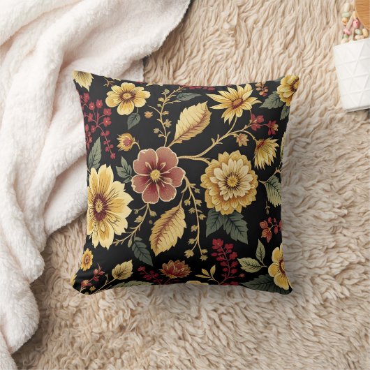 Throw Pillow flowers pattern  クッション (ブランケット)