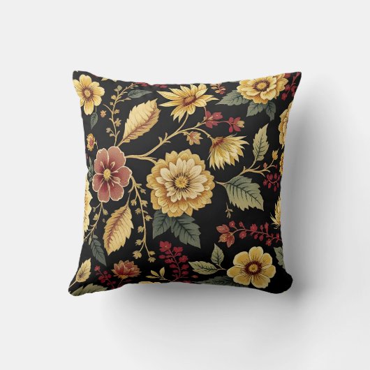 Throw Pillow flowers pattern  クッション (裏面)