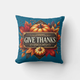 Throw Pillow give thanks pumpkin  クッション