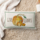 Throw Pillow: Give Thanks Pumpkin Harvest Blessing ランバークッション (ブランケット)