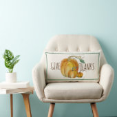 Throw Pillow: Give Thanks Pumpkin Harvest Blessing ランバークッション (椅子)