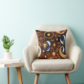 Throw Pillow – Golden Ochre Celestial Moon Pattern クッション (椅子)