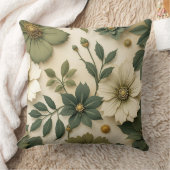 Throw pillow green flowers pattern style  クッション (ブランケット)
