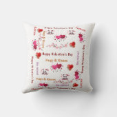 Throw Pillow Happy Valentine's Day Red Hearts クッション (裏面)