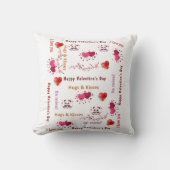 Throw Pillow Happy Valentine's Day Red Hearts クッション (正面)
