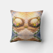   Throw Pillow He Is Risen Religious Floral Crown クッション (裏面)