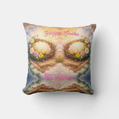   Throw Pillow He Is Risen Religious Floral Crown クッション (正面)