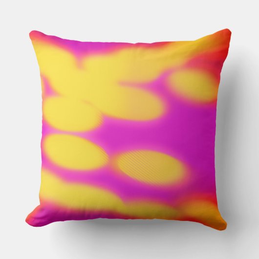 Throw pillow in red pink and yellow クッション (正面)