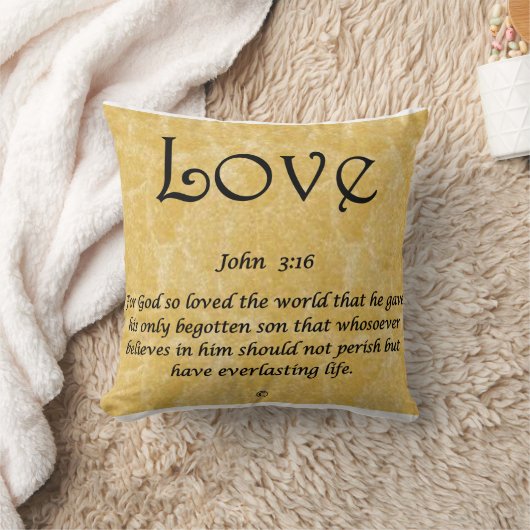Throw Pillow -Love John 3:16 クッション (ブランケット)