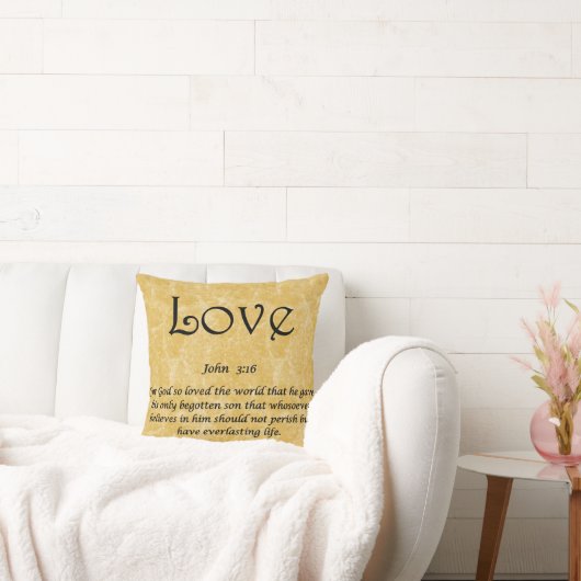 Throw Pillow -Love John 3:16 クッション (ソファ)