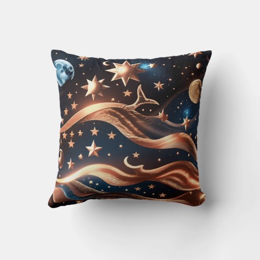 Throw Pillow – Luxury Bronze Celestial Moon クッション (裏面)