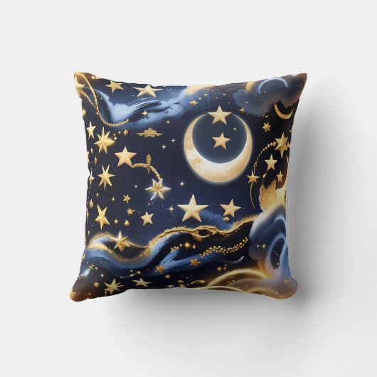 Throw Pillow – Luxury Celestial Moon Phases クッション (裏面)