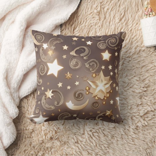 Throw Pillow – Luxury Champagne Gold Celestial Moo クッション (ブランケット)