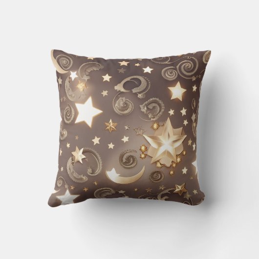 Throw Pillow – Luxury Champagne Gold Celestial Moo クッション (裏面)