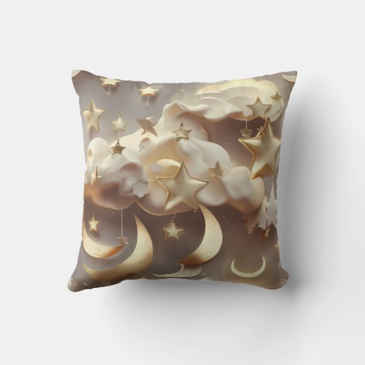 Throw Pillow – Luxury Creamy Celestial Moon クッション (裏面)