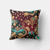 Throw Pillow – Luxury Crimson Red Celestial Moon クッション (裏面)