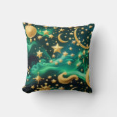 Throw Pillow – Luxury Emerald Celestial Moon クッション (正面)