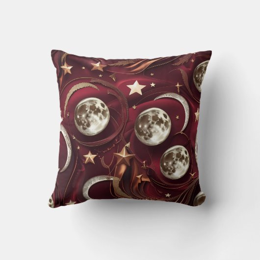 Throw Pillow – Luxury Garnet Red Celestial Moon クッション (裏面)