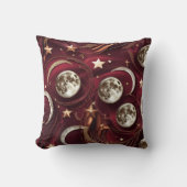 Throw Pillow – Luxury Garnet Red Celestial Moon クッション (正面)