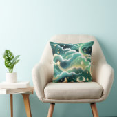Throw Pillow – Luxury Mint Green Celestial Moon クッション (椅子)