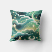 Throw Pillow – Luxury Mint Green Celestial Moon クッション (裏面)