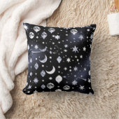 Throw Pillow – Luxury Onyx Celestial Moon クッション (ブランケット)