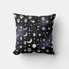 Throw Pillow – Luxury Onyx Celestial Moon クッション