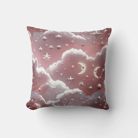 Throw Pillow – Luxury Quartz Pink Celestial Moon クッション (正面)