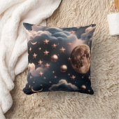 Throw Pillow – Luxury Rose Gold Celestial Moon クッション (ブランケット)