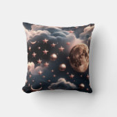 Throw Pillow – Luxury Rose Gold Celestial Moon クッション (正面)