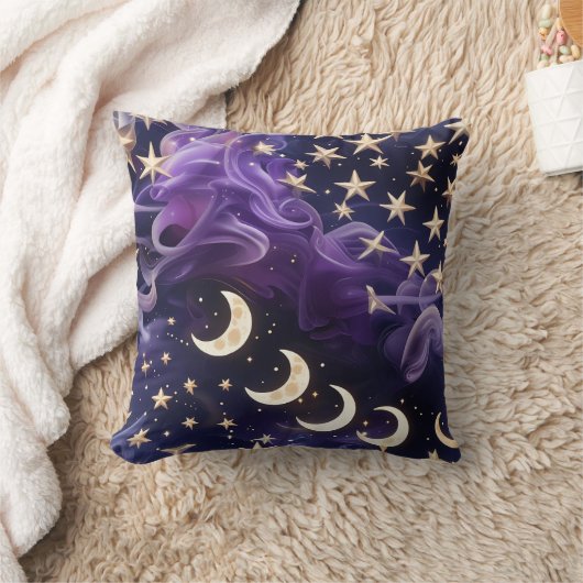 Throw Pillow – Luxury Royal Amethyst Celestial Moo クッション (ブランケット)