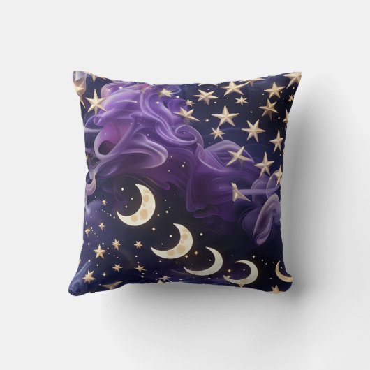 Throw Pillow – Luxury Royal Amethyst Celestial Moo クッション (裏面)