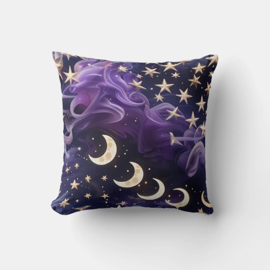 Throw Pillow – Luxury Royal Amethyst Celestial Moo クッション (正面)